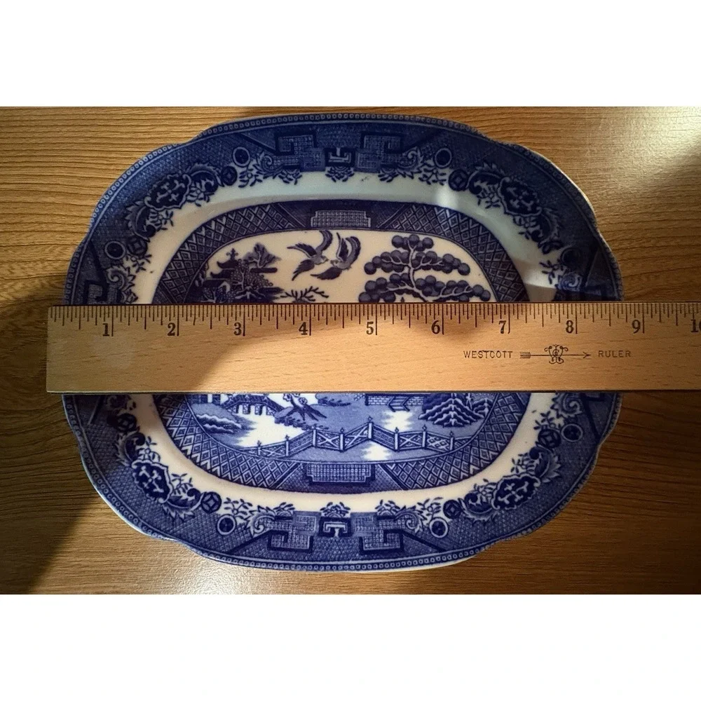 Antique Allerton's England Blue Willow Rectangle Plate Appetizer Platter 7